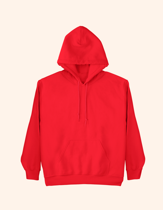 Red Hoodie for Men – 320 GSM Cotton Fleece, Stylish & Durable