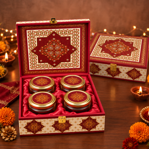 Premium Diwali Dry Fruit Gift Hamper with 4 Assorted Dry Fruits, Custom Branding & Personalized Greeting Card