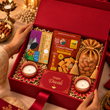Premium Diwali Gift Hamper with Dry Fruits, Sweets & Decorative Diyas | Destiny Diwali Hamper
