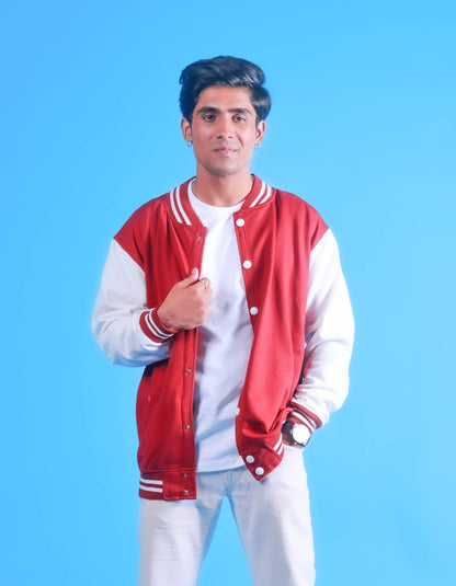 Bold Red & White Varsity Jacket