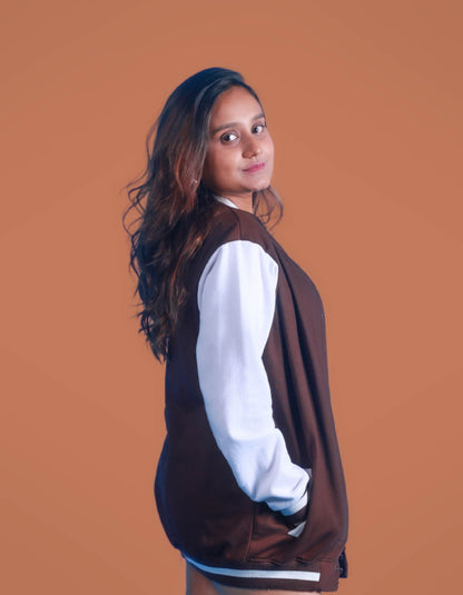 Retro Brown & White Varsity Jacket