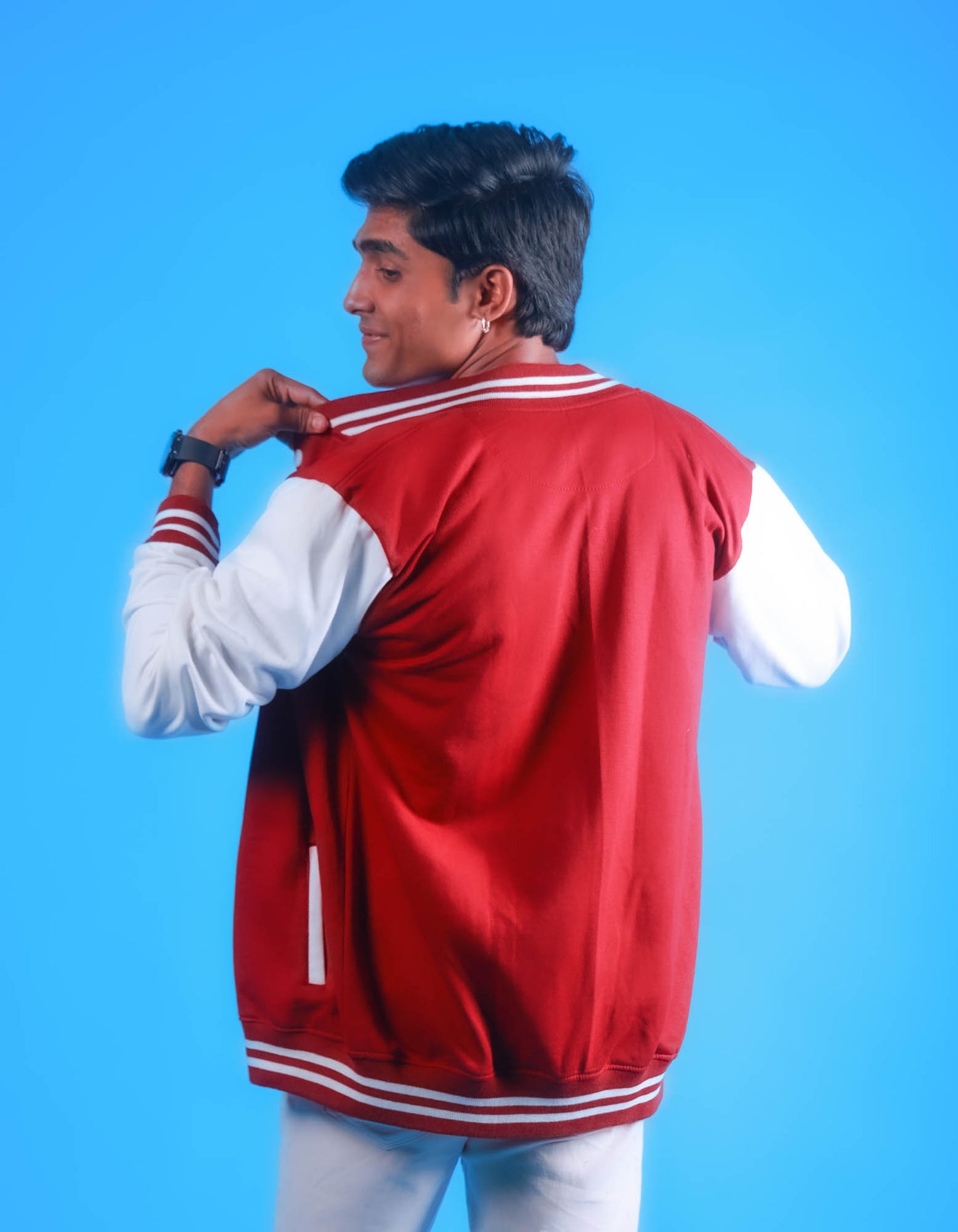 Bold Red & White Varsity Jacket