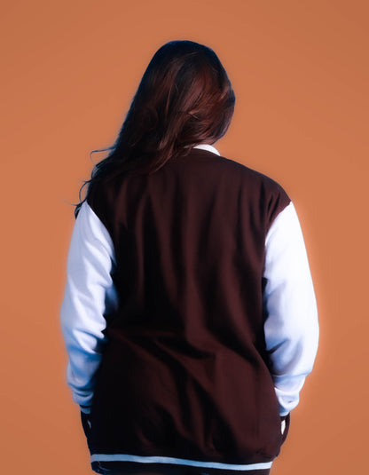 Retro Brown & White Varsity Jacket