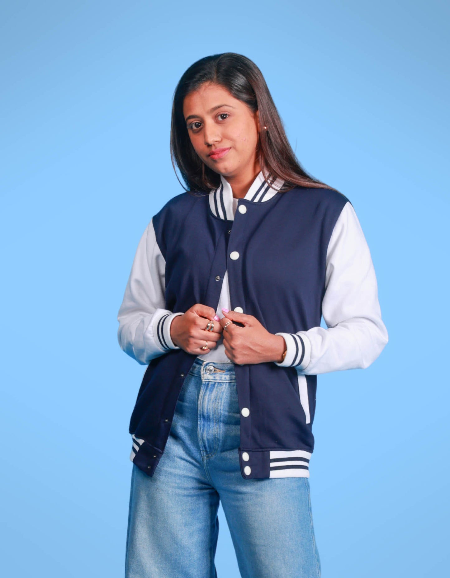 Classic Navy & White Varsity Jacket