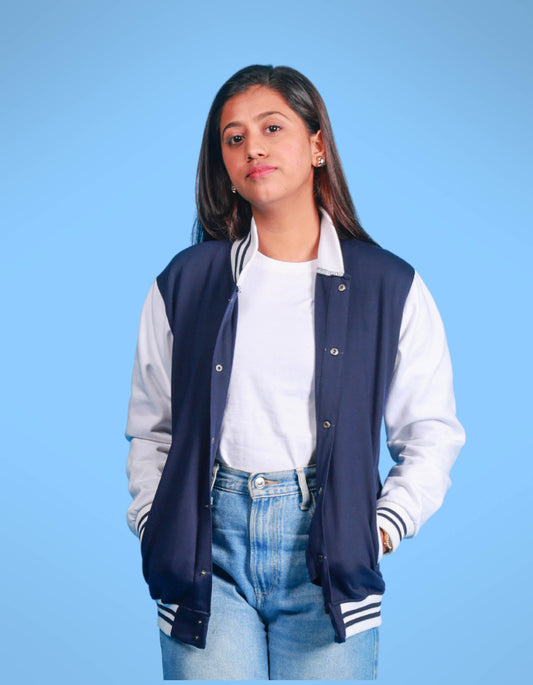 Classic Navy & White Varsity Jacket