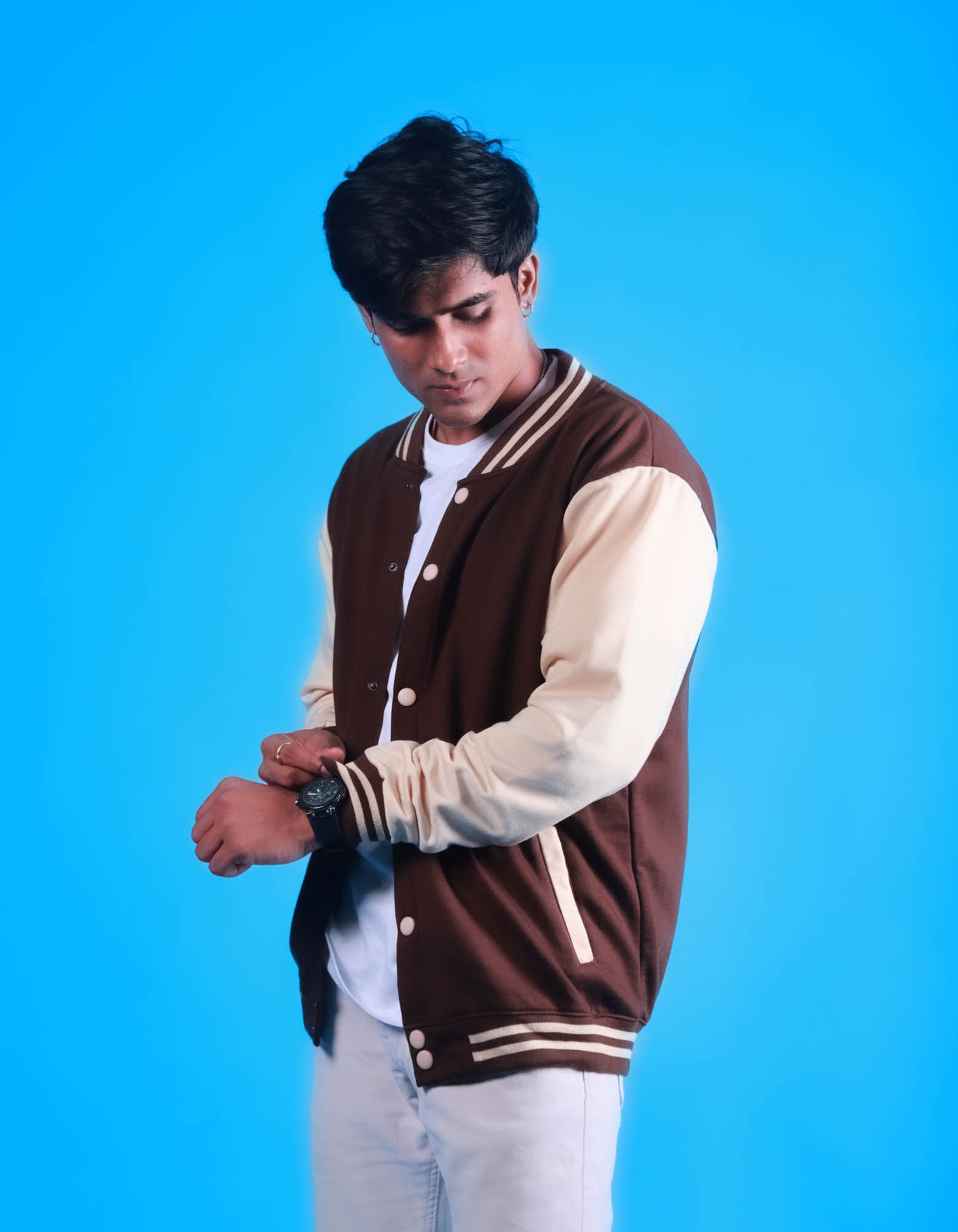 Classic Brown & Cream Varsity Jacket