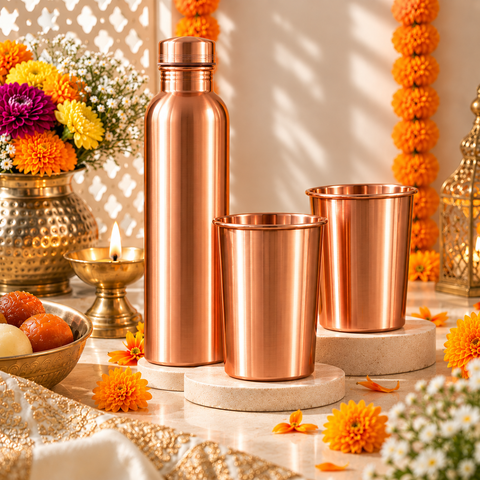 Destiny Premium Gift Hamper | Copper Bottle, Tumblers & Ferrero Rocher | Custom Branding