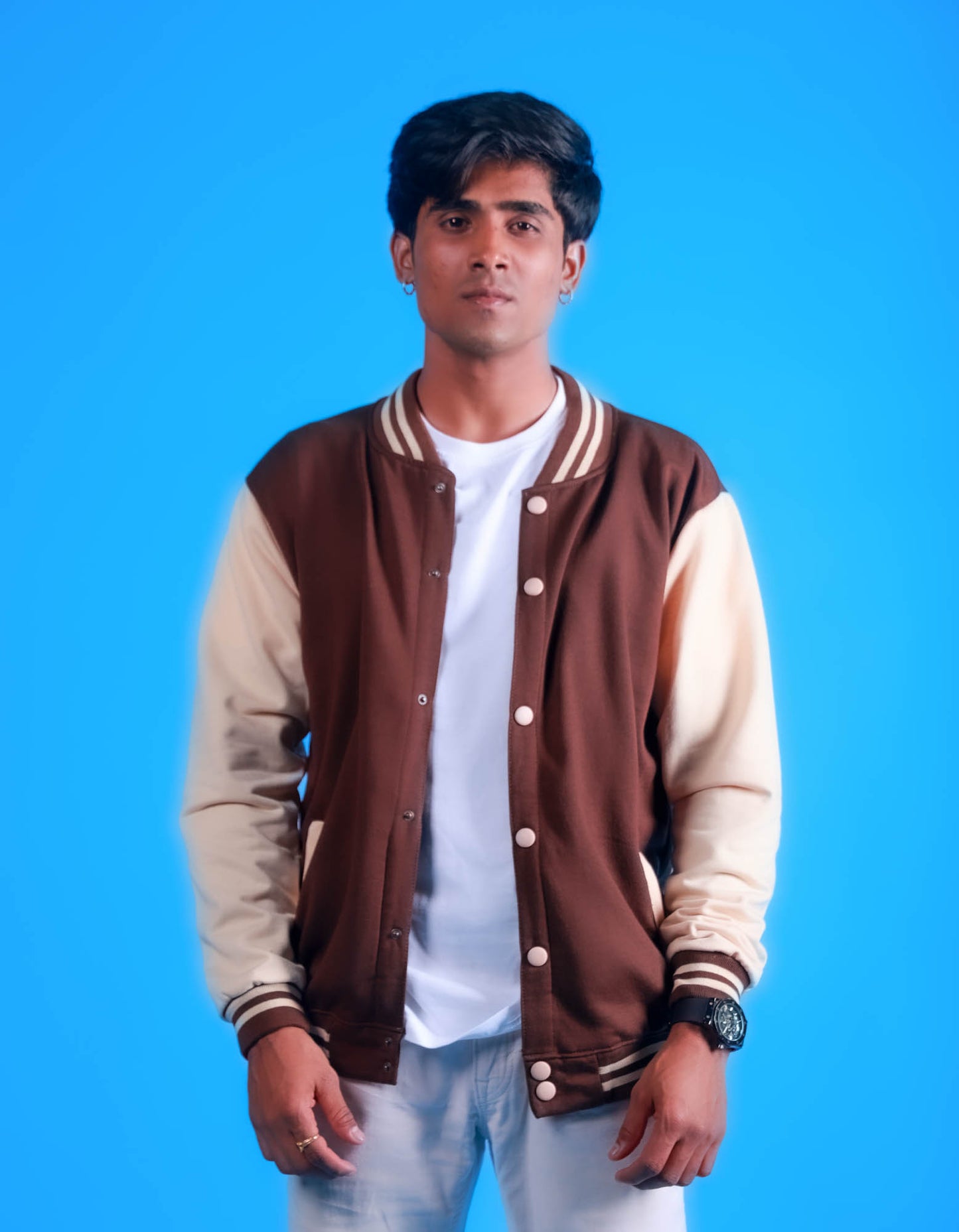 Classic Brown & Cream Varsity Jacket