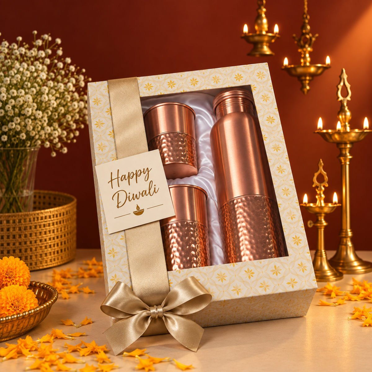 Destiny Copper Bottle & Tumbler Gift Set | Premium Diwali Gift Hamper