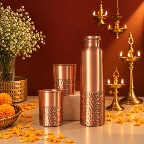 Destiny Copper Bottle & Tumbler Gift Set | Premium Diwali Gift Hamper
