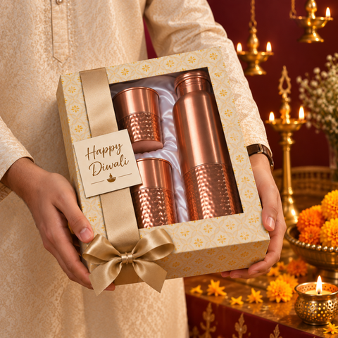 Destiny Copper Bottle & Tumbler Gift Set | Premium Diwali Gift Hamper