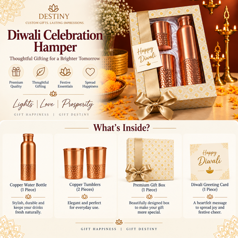 Destiny Copper Bottle & Tumbler Gift Set | Premium Diwali Gift Hamper