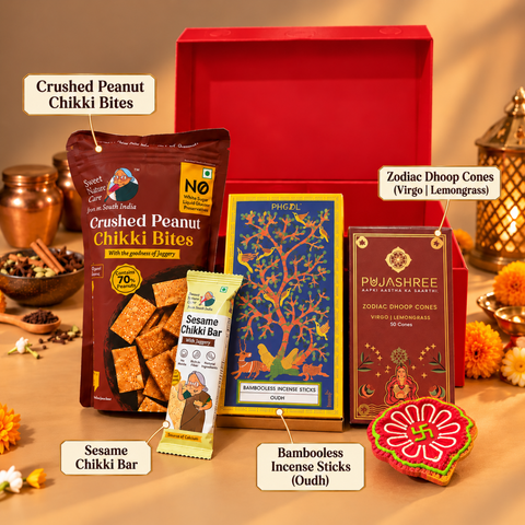Traditional Diwali Gift Hamper with Chikki, Incense Sticks & Dhoop Cones | Destiny Diwali Hamper