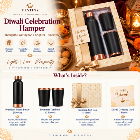 Destiny Copper Bottle & Tumbler Gift Set | Premium Diwali Gift Hamper