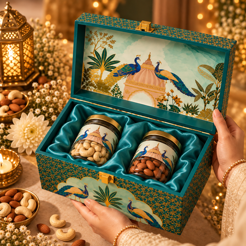 Peacock Royale Premium Dry Fruit Hamper with 2 Jars & Luxury Gift Box