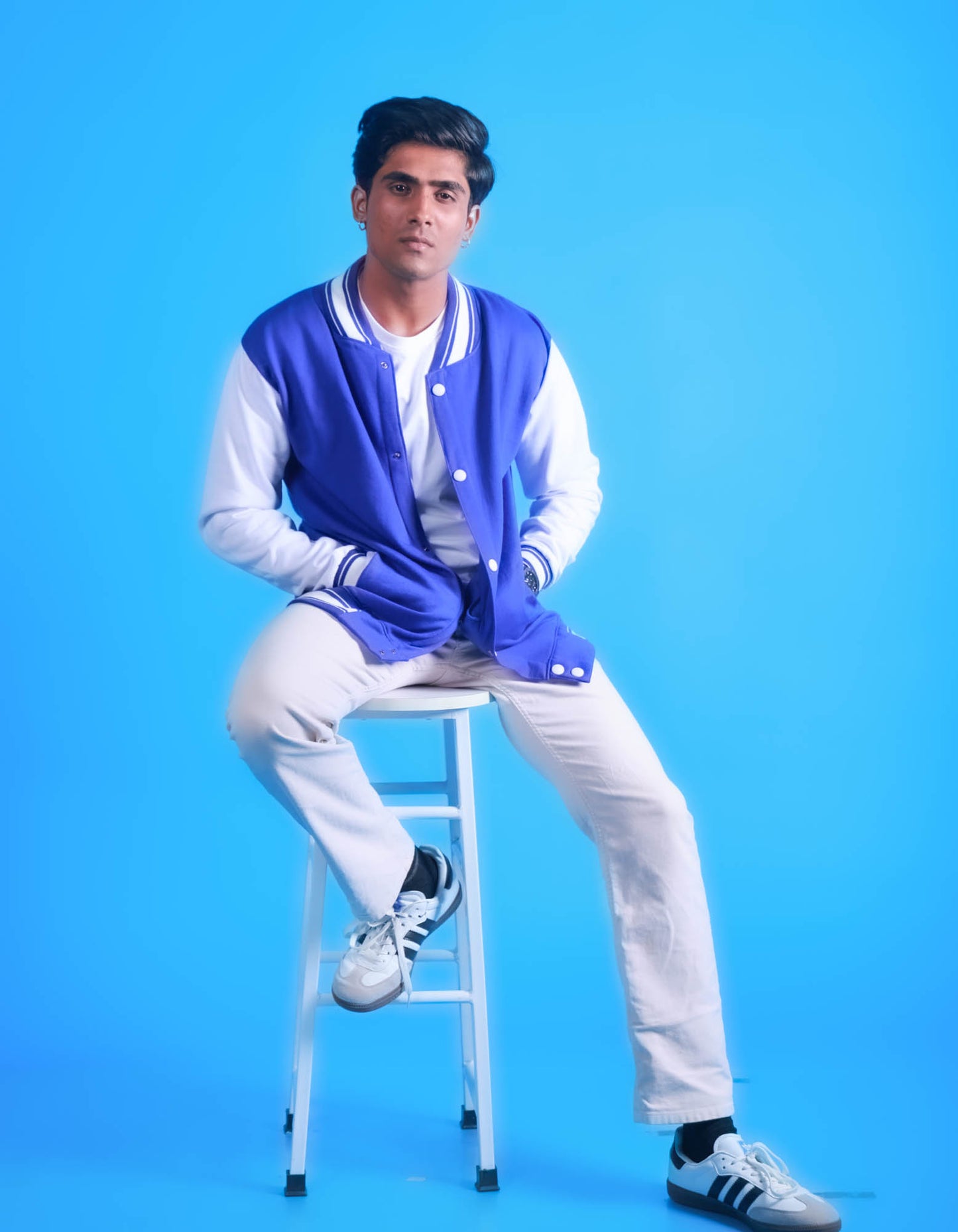 Electric Blue & White Varsity Jacket