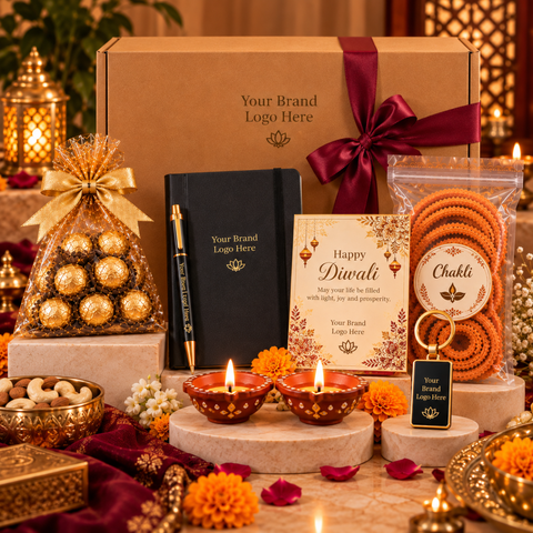 Premium Corporate Diwali Gift Hamper with Chocolates, Chakli, Keychain,Diyas & Customised Gifts | Diwali Hamper | Destiny Diwali Hamper