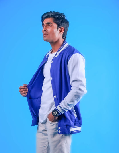 Electric Blue & White Varsity Jacket