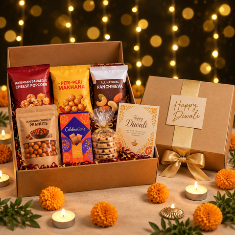 Premium Festive Diwali Gift Hamper with Gourmet Snacks, Chocolates & Customised Gift Box