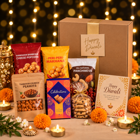 Premium Festive Diwali Gift Hamper with Gourmet Snacks, Chocolates & Customised Gift Box