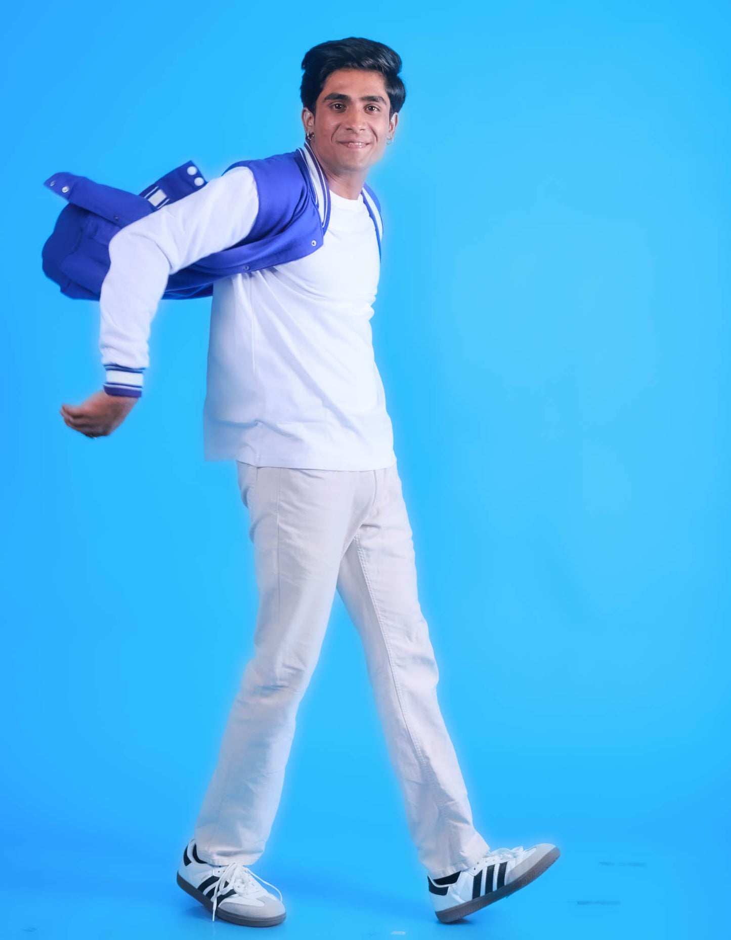 Electric Blue & White Varsity Jacket