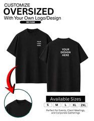 Customized Oversized 180 gsm T-Shirt With Your Company Logo | Order Logo Printed Tees | Destiny clothing (Pack of 2)