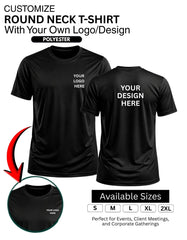 Customized Polyester Round Tshirt 200 gsm T-Shirt With Your Company Logo | Order Logo Printed Tees|  Destiny clothing (Pack of 2)