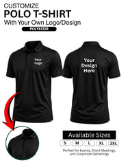 Customized Polyester Polo Tshirt 200 gsm T-Shirt With Your Company Logo | Order Logo Printed Tees|  Destiny clothing (Pack of 2)