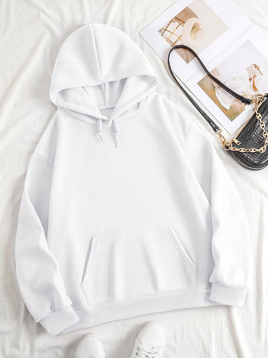 Classic White Hoodie – Soft Cotton Fleece, Premium 350 GSM, Fade-Resistant Comfort.