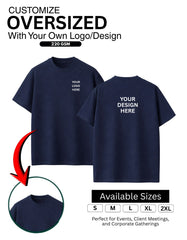 Customized Oversized 220 gsm T-Shirt With Your Company Logo | Order Logo Printed Tees|  Destiny clothing (Pack of 2)