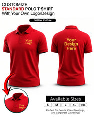 Customized Standard Polo T-Shirt | Customized With Your Company Logo | Order Logo Printed Tees | Destiny clothing