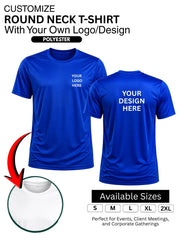 Customized Polyester Round Tshirt 200 gsm T-Shirt With Your Company Logo | Order Logo Printed Tees|  Destiny clothing (Pack of 2)
