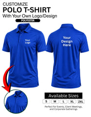 Customized Polyester Polo Tshirt 200 gsm T-Shirt With Your Company Logo | Order Logo Printed Tees|  Destiny clothing (Pack of 2)