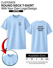 Customized Polyester Round Tshirt 200 gsm T-Shirt With Your Company Logo | Order Logo Printed Tees|  Destiny clothing (Pack of 2)