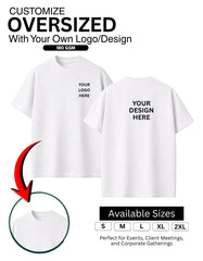 Customized Oversized 180 gsm T-Shirt With Your Company Logo | Order Logo Printed Tees | Destiny clothing (Pack of 2)
