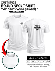 Customized Polyester Round Tshirt 200 gsm T-Shirt With Your Company Logo | Order Logo Printed Tees|  Destiny clothing (Pack of 2)