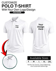 Customized Polyester Polo Tshirt 200 gsm T-Shirt With Your Company Logo | Order Logo Printed Tees|  Destiny clothing (Pack of 2)