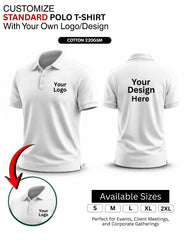 Customized Standard Polo T-Shirt | Customized With Your Company Logo | Order Logo Printed Tees | Destiny clothing