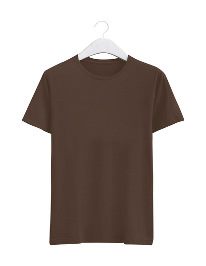 Brown Plain Regular T-shirt