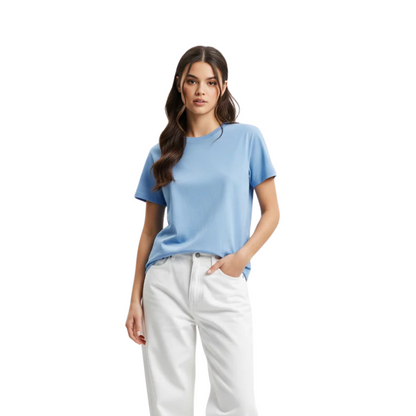 Sky Blue Women Basic T-shirt