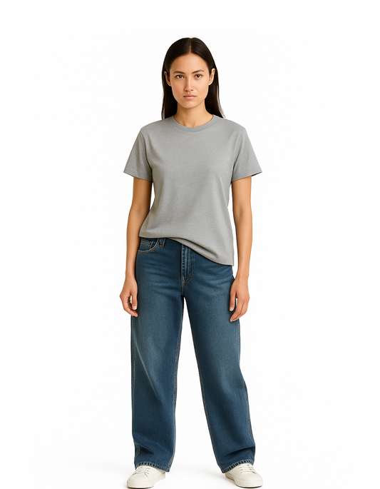 Grey Basic Women T-shirt | Regular Fit
