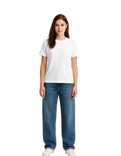 White Basic Women Regular Fit T-shirt