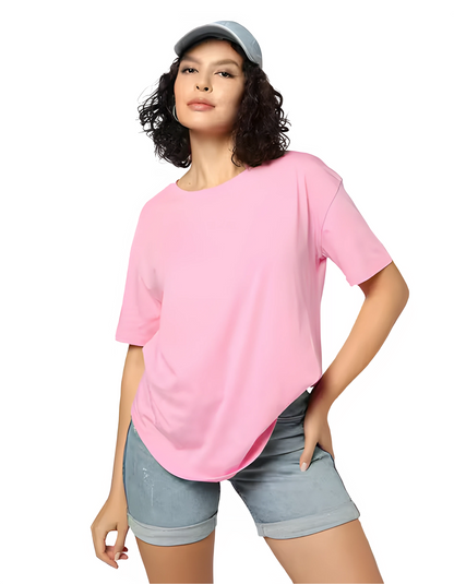 Pink Basic Women Regular Fit T-SHIRT