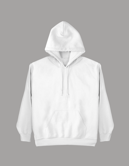 White Hoodie for Men – 320 GSM Cotton Fleece, Premium Quality & Durable