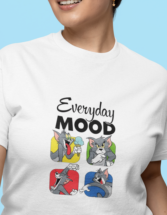 Women’s Everyday Mood Printed T-Shirt – 180 GSM, 100% Cotton, Bio-Washed & Durable Print