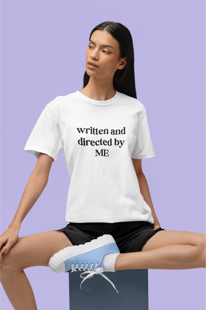 Written and Directed by Me T-Shirt for Women – White, 180 GSM Cotton, Regular Fit, Durable Print