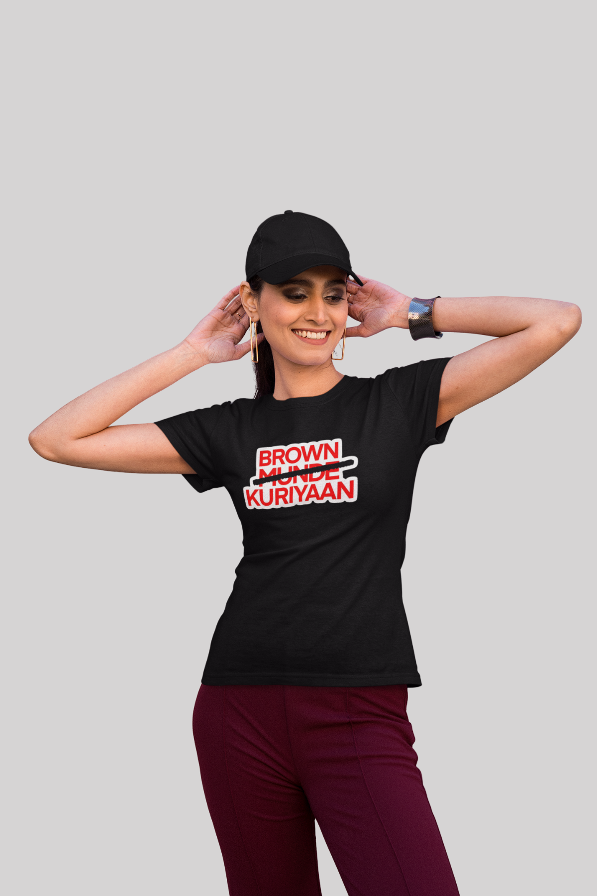 Brown Kuriyaan Printed T-Shirt | Black Graphic Tee | 100% Cotton, Bio-Washed