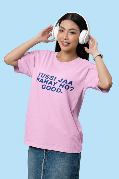 Tussi Jaare Ho? Pink Graphic Tee – 100% Cotton, Bio-Washed, Pre-Shrunk T-Shirt for Women