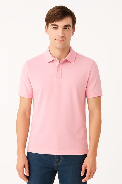 Premium Pink Polo T-Shirt for Men & Women | 100% Cotton | 249 GSM Bio-Washed | Comfortable Everyday Wear