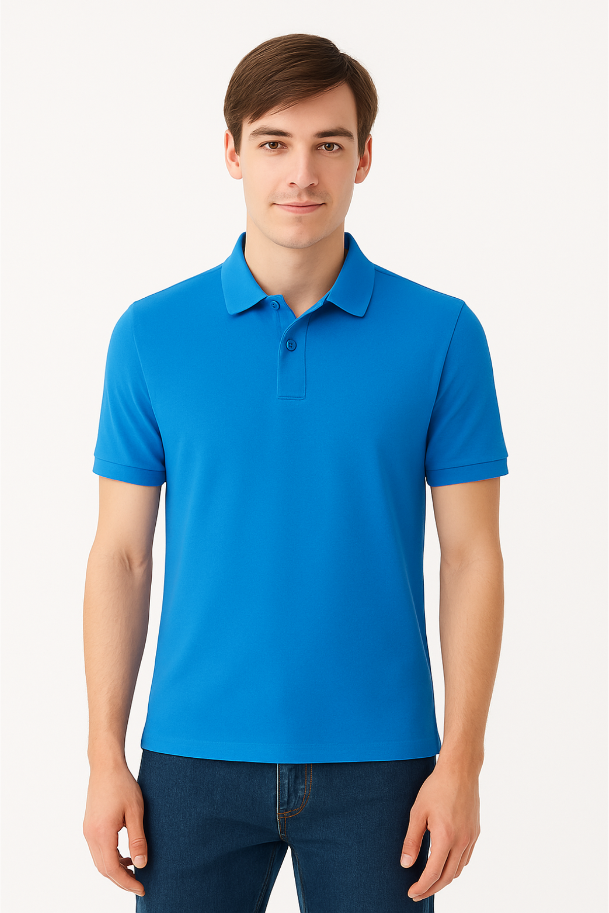 Classic Blue Polo T-Shirt | 100% Cotton | 249 GSM Bio-Washed | Premium Unisex Comfort Wear